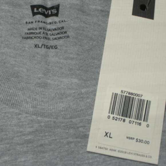 NWT MEN'S LEVI'S T Shirt XL Heather Grey Gray Classic Fit Short Sleeve Cotton - Picture 6 of 6